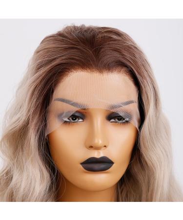 Buy Green Mir Long Corrugated Ash Blonde Pointed Front Wig - 24in 13x3 Lace Dark Root Heat-Resistant Synthetic Fiber for Women | Ombre Lace Front Replacement Wig - Buy Online on GoSupps.com