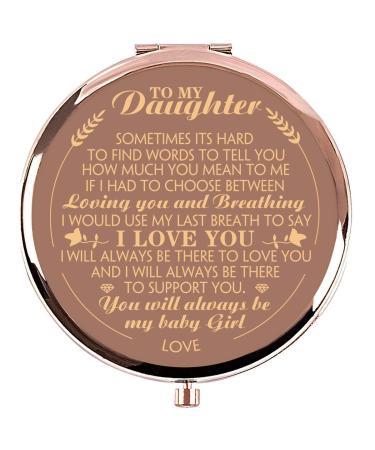 Ueerdand Daughter Gifts from Mom and Dad  Birthday Graduation Gifts for Her  Christmas Holiday Sentimental Present for Women Girls  Rose Gold Purse Pocket Makeup Compact Mirror 1 Daughter