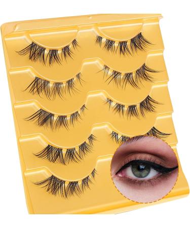 Self-Adhesive Eyelashes 5 Pairs Anime Lashes Natural Doll Eye Fluffy Wispy Faux Mink Manga Lashes Cosplay - Buy Online on GoSupps.com