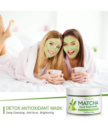SHVYOG Matcha Green Tea Face Mask - Antioxidant Clay Mask for Acne, Blackheads, Hydration & Pore Minimizing - Buy Online on GoSupps.com