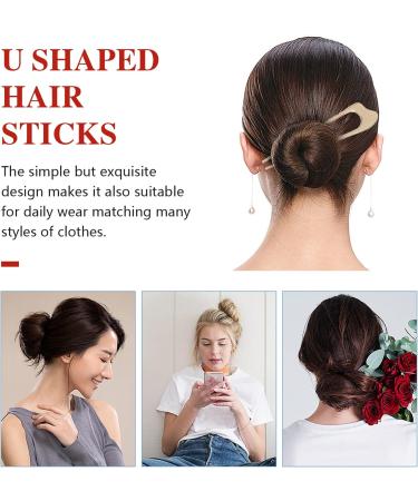 Beaupretty 2pcs U-Shape Hairpins Alloy Shell Retro Hair Chopsticks U-shaped Hair Sticks Hair Forks for Women Girls - Buy Online on GoSupps.com