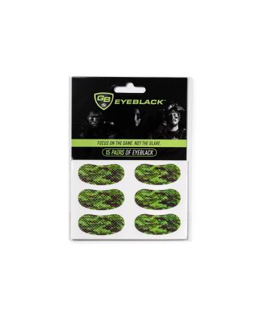 15 Pairs Breathable Eye Strips | Peel & Stick Athletic Eyeblack Strips for Baseball Football Softball Lacrosse Fans on Game Day | No Mess Won't Fall Off Worn by The Pros (Green Camo)