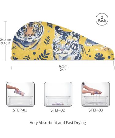 Buy Cute Animals Yellow Hair Towel 2 Pack - Super Absorbent Quick Dry Hair Turbans for Women & Girls - Buy Online on GoSupps.com