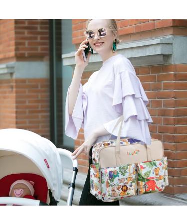SONARIN Stylish Large Capacity Waterproof Baby Changing Bag with Shoulder Strap & Changing Mat - Animal Print | Portable Travel Diaper Satchel Messenger Bag - Buy Online on GoSupps.com