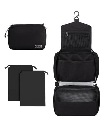 Cooja Wash Bag Hanging Toiletry Bag Men Women Travel Washbag with Hook & Handle 1 Toilet Bag + 2 Drawstring Bag Black - Buy Online on GoSupps.com