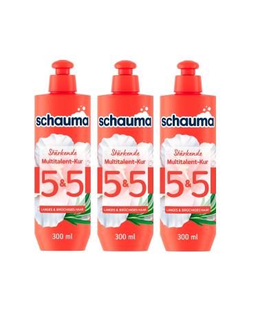 Schauma SCHAUMA 5&5 Multi-Talent Treatment (3 x 300 ml) - Hair mask strengthens lengths - Hair treatment with heat protection for intensive care and less breakage - For hair