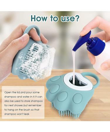 Molain Silicone Pet Bath Brush Comb - Grooming & Massage Tool with Shampoo Dispenser (Blue Paw Shape) - Buy Online on GoSupps.com