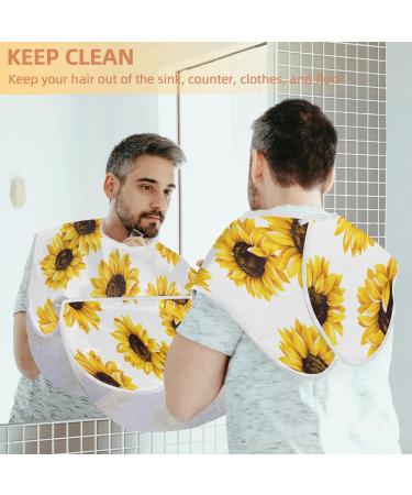 Shop Sunflower Paint Beard Bib Apron for Men - Non-Stick Waterproof Hair Catcher & Grooming Cape with Suction Cups | Perfect Gift for Men - Buy Online on GoSupps.com
