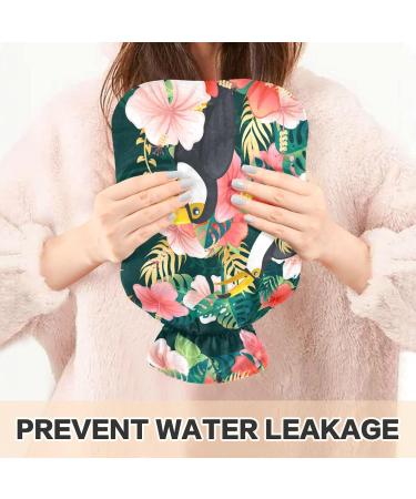 Naanle 2L Hot Water Bottle with Tukan Bird Hawaii Flowers Cover - Pain Relief & Therapy for Back Hands & Feet - Buy Online on GoSupps.com