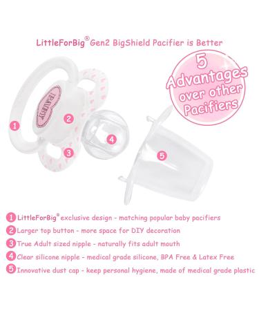 LittleForBig Large Shield Pacifier - Generation II Adult Size Blushing Baby Pattern | Buy Now for International Shipping! - Buy Online on GoSupps.com