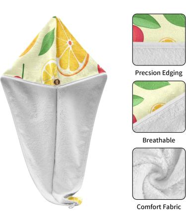 Cherry Lemon Orange Fruit Hair Towel 2 Pack | Super Absorbent Quick Dry Hair Turbans for Women & Girls - Buy Online on GoSupps.com