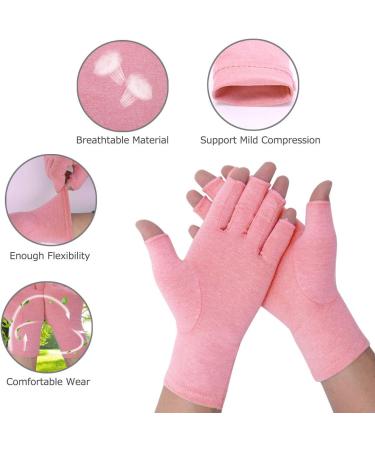 Compression Rheumatoid Arthritis Gloves for Joint Pain Relief - Fingerless Hand Mitten for Carpal Tunnel Support - Pink - Women Men - Buy Online on GoSupps.com