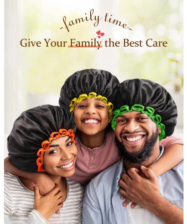 Mikimini Black Large Shower Cap for Women - Waterproof Bathing Hair Cap with Reusable PEVA Lining - Non-Fading & Stretchy Shower Hat - XL/1PC Black+Orange - Buy Online on GoSupps.com