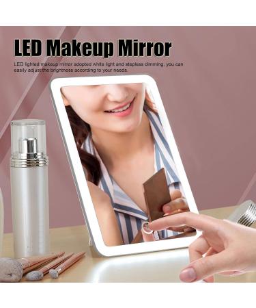 LED Lighted Makeup Mirror Portable Vanity Mirror Stepless Dimming Rotation Touch Switch Rechargeable Mirror Desktop Cosmetic Light Up Mirror for Home Use - Buy Online on GoSupps.com