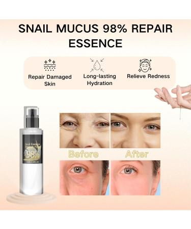 Snail Mucin Essence 98 Snail Mucin Snail Mucin Serum Snail Mucin 98% Power Repairing Essence Skin Repair Face Serum Hyaluronic Acid Essence with Snail Secretion Filtrate for Face Dull Skin - Buy Online on GoSupps.com