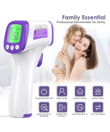 KKmier Infrared Forehead Thermometer - No Contact, 3-in-1 Temperature Gun for Baby, Kids, Adults - LCD Display - Buy Online on GoSupps.com