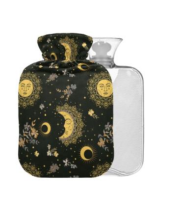 Bohemian Sun Moon Hot Water Bottle with Cover 1L Small Hot Water Bag for Pain Relief Cramps BAP Free