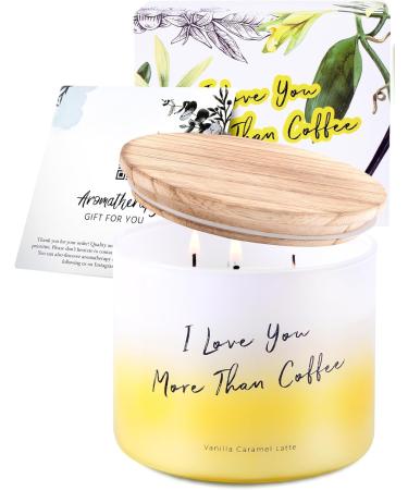 Vanilla Caramel Latte Soy Candle | I Love You More Than Coffee | Highly Scented 15.8 oz Relaxing Caf Gift | Natural Clean Burn Candle for Men & Women - Buy Online on GoSupps.com