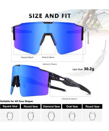 Ukoly Cycling Sunglasses: 3 Interchangeable Lenses, Sports Sunglasses for Men and Women - Baseball, Running Glasses (Black/Blue) - Buy Online on GoSupps.com