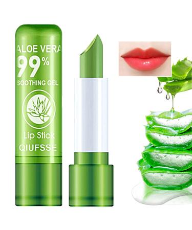 2PCS Aloe Vera Lipstick,QIUFSSE Moisturizing Aloe Lipstick Magic Temperature Color Change Lipstick Lip Balm Lip Stain Long Lasting Waterproof Lip Makeup