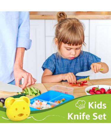 Abizarch 17Pcs Kids Cooking Cutter Set Safe Reusable Plastic Toddler Kitchen Cutter Set with Wooden Cutter Serrated Cutter Chopping Block Peeler Sandwich Cutter for Cutting Fruit Vegetable ZHAZHAMO 17 pieces - Buy Online on GoSupps.com