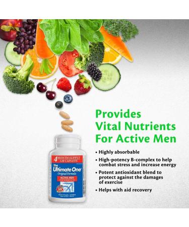 Nu-Life The Ultimate One Original Formula Active Men Caplets Multivamin-Mineral 120 Count Bottle - Buy Online on GoSupps.com
