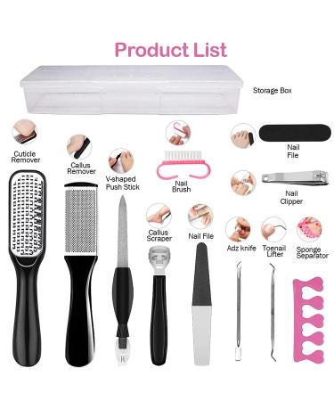 Synchain Professional Pedicure Kit - 22 in 1 Stainless Steel Foot File Scraper for Dead Skin Removal - Callus Remover & Nail Clipper Set - Foot Care Tool for Men and Women - Salon Quality at Home - Buy Online on GoSupps.com