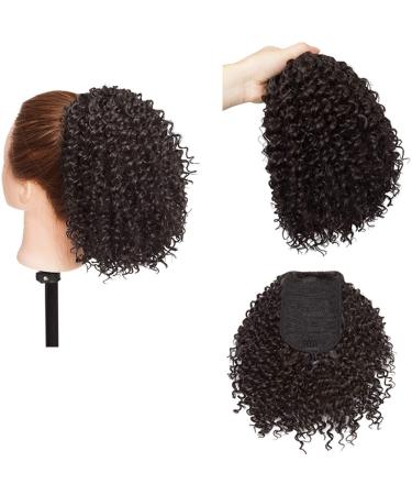 Short Afro Curly Ponytail Hair Extensions Piece for African American Black Women Ponytail Extension Afro Drawstring Curly Ponytail for Women Natural Black