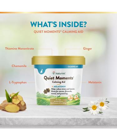 NaturVet Quiet Moments Cat Calming Aid with Melatonin - 60 Soft Chews - Buy Online on GoSupps.com