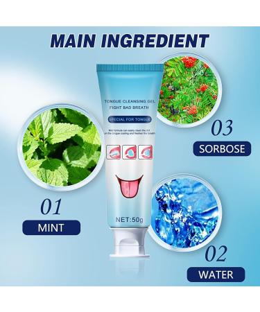 Fresh Mint Tongue Cleaner Gel Set with Brush - Oral Care Kit for Bad Breath Removal - Buy Online on GoSupps.com