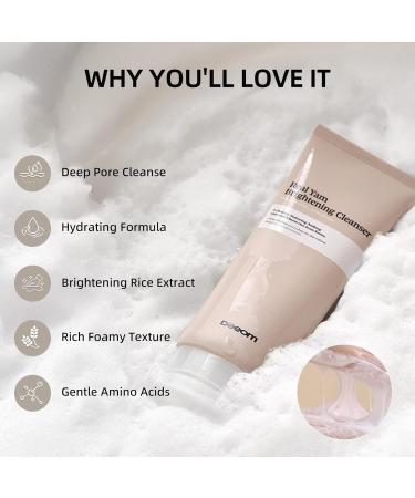 DEEOM Real Yam Brightening Cleanser Gentle Foaming Face Wash for Sensitive Skin with Rice Water Hydrating & Deep Pore Cleansing Korean Skincare 6.76 oz - Buy Online on GoSupps.com