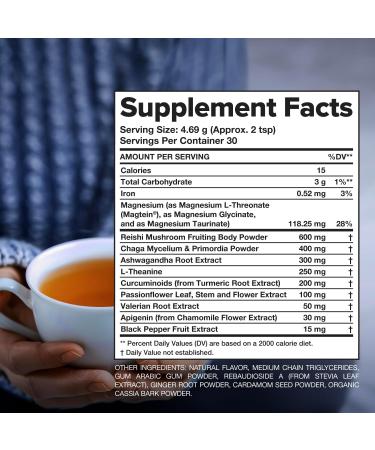 Complement Restore Golden Latte - Calm Magnesium Powder Deep Sleep Aid Drink - Reishi Ashwagandha Valerian & L-Theanine - Nighttime Recovery Relaxation Adaptogens Mix - No Melatonin (30 Servings) 30 Servings (Pack of 1 - Buy Online on GoSupps.com