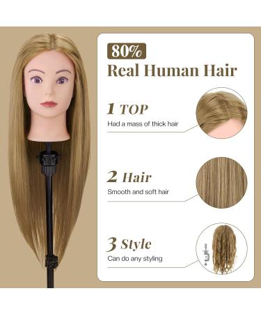 Buy Neverland 71cm Frisierkopf - 80% Real Hair Training Head for Hairdressers | Blonde DIY Hair Set with Holder - Buy Online on GoSupps.com
