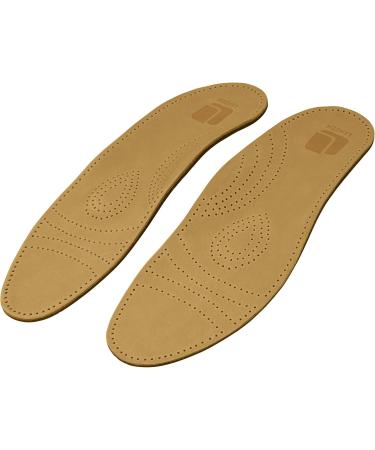 Lenzen Premium Leather Footbed Insoles | Orthopedic Shoe Inserts with Midfoot Support & Heel Cushion | Activated Carbon Beige Size 44 - Buy Online on GoSupps.com
