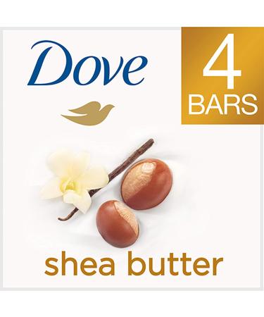 Dove Beauty Bar Shea Butter 3.75 oz - Pack of 4 | Moisturizing Gentle Skin Cleanser for Soft Skin Care - Buy Online on GoSupps.com