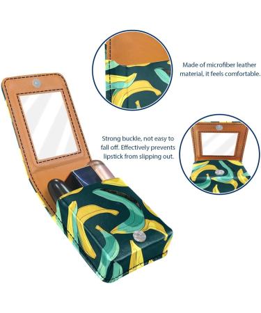 Premium Leather Lipstick Case & Organizer with Mirror - Mini Lip Gloss Holder Bag - Stylish Fruit Banana Design - Perfect for Travel - Buy Online on GoSupps.com