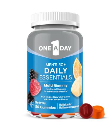 One A Day Men s 50+ Daily Essentials Multivitamin Gummies Multivitamin for Men Over 50 Fruit Medley Flavor 120 Gummies 120 Count (Pack of 1) New Gummies