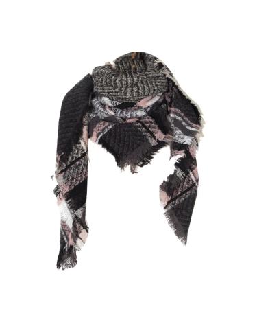 Hanxiulin ladies scarf warm women knitting scarf with wool Print neckerchief scarf casual wrap scarf neck warmers winter scarf unit size black