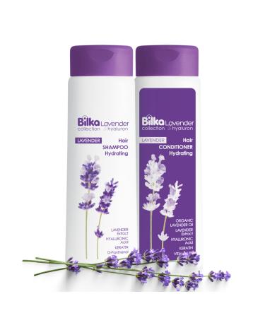 Bilka Collection Set of 2 shampoos and conditioners with lavender and hyaluronic acid moisturizing and regenerating with lavender extract For strong hair and a healthy scalp (2 x 400 ml)