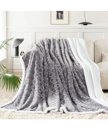 Inhand Sherpa Throw Blanket Queen Size 90x90 Grey - Cozy Reversible Flannel Fleece Blanket for Couch, Sofa, Bed - Soft, Warm, and Plush - Buy Online on GoSupps.com