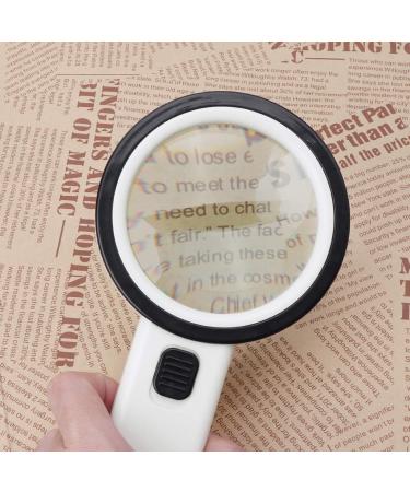 30X Lighted Glass Handheld Reading Magnifier Glass with 12 LED Lights for Seniors & Kids Double Glass Lens - Buy Online on GoSupps.com