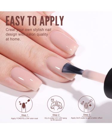 YOKE FELLOW Nude Jelly Gel Nail Polish - Translucent Neutral Color | 10ml Soak Off UV Gel Polish for Nail Art - Buy Online on GoSupps.com