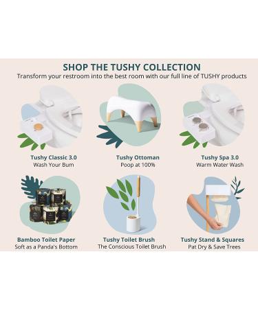 TUSHY Ottoman: Premium Toilet Stool for Modern Bathroom | Improve Bowel Health & Relieve Constipation | 9 Tall, White/Bamboo - Buy Online on GoSupps.com