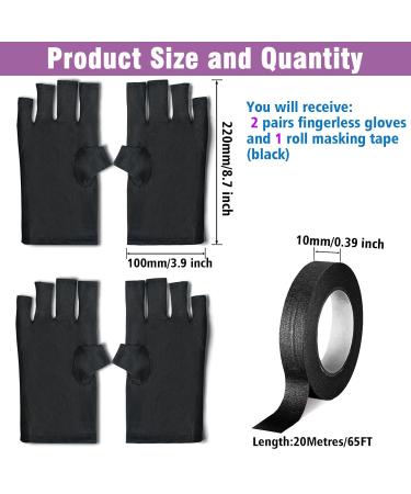 SYJINHUASY 2 Pairs Anti UV Gloves for Nail Lamp Light UPF50+ UV Protection Gloves for Manicures Ultra Thin Fingerless Glove Nail Art Skin Care Anti UV Glove Protect Hands from UV Harm (Black) - Buy Online on GoSupps.com