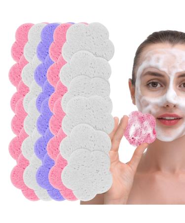 Makeup Remover Sponges Gentle Cleansing Sponges for Girls Flower-Shaped Facial Cleansing Pads Face Scrubber Sponges for Business Trip