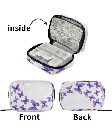 Buy Pfrewn 7-Day Pill Organizer Case Portable Purple Butterfly Travel Medicine Holder for Vitamins & Supplements - Buy Online on GoSupps.com