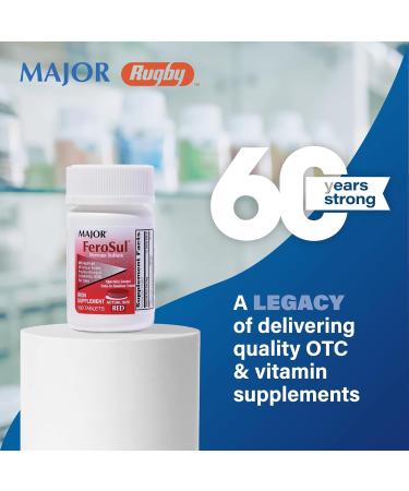 MAJOR Ferosul - Ferrous Sulfate 325mg Tablets with 65mg of Elemental Iron - Iron Supplement for Women Men - Red - 100 Tablets (3 Pack) - Buy Online on GoSupps.com