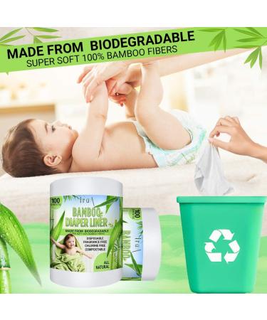 Disposable Cloth Diaper Bamboo Liners  4 Rolls  Fragrance Free & Chlorine Free  Compostable  Dye Free Flushable Biodegradable Viscose Bamboo Liners for Cloth Diaper 100 Each Sheets for 4 Rolls - Buy Online on GoSupps.com