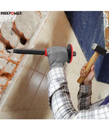 MAXPOWER 3PCS Masonry Chisel Set  11 inch Point Chisel and Flat Chisel  8 inch Brick Chisel  Tile Chisel Concrete Chisel with Thickness Hand Guard - Buy Online on GoSupps.com