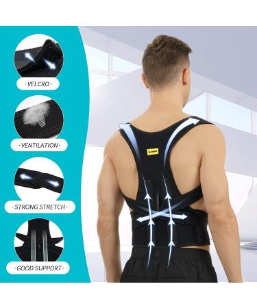 Huninpr Posture Corrector for Women and Men - Adjustable Upper Back Brace for Pain Relief - Breathable Back Support Straightener for Lumbar, Neck, Shoulder, Clavicle - Size Medium - Buy Online on GoSupps.com